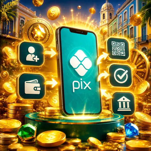 Três telas do app mostrando criação de conta, depósito via PIX e confirmação de aposta
