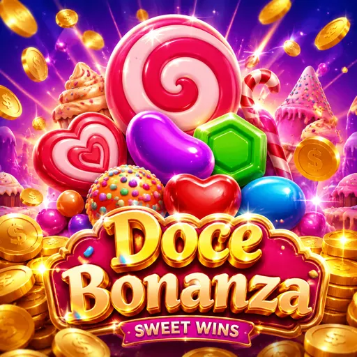 Capa do slot Sweet Bonanza com símbolos de doces e multiplicadores
